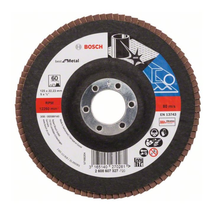 Bosch Fächerschleifscheibe X571 Best for Metal gerade 125 mm 60 Glasgewebe