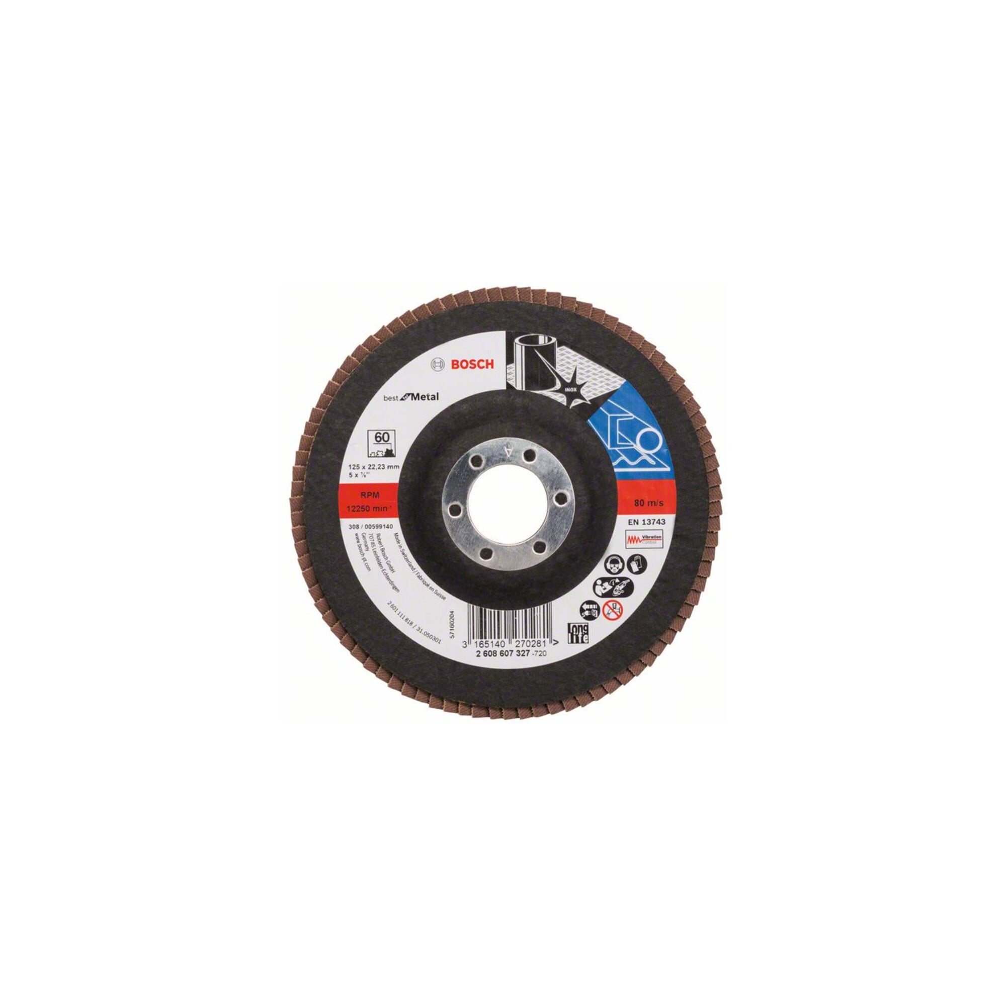 BOSCH Fächerschleifscheibe X571 Best for Metal gerade 125 mm 60 Glasgewebe