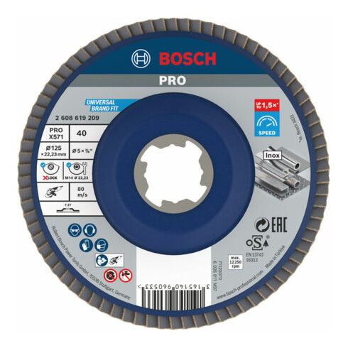 Bosch Fächerschleifscheibe X571 Best for Metal gerade 125 mm K 40 Kunststoff