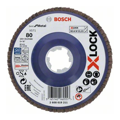 Bosch Fächerschleifscheibe X571 Best for Metal gerade 125 mm K 80 Kunststoff
