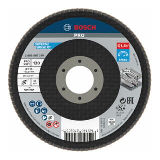 Bosch Fächerschleifscheibe X571 Best for Metal gewinkelt 115 mm 120 Glasgewebe