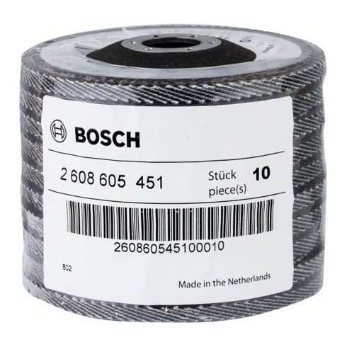 Bosch Fächerschleifscheibe X571, Best for Metal, gewinkelt, 115 x 22,23 mm, 60, Glas