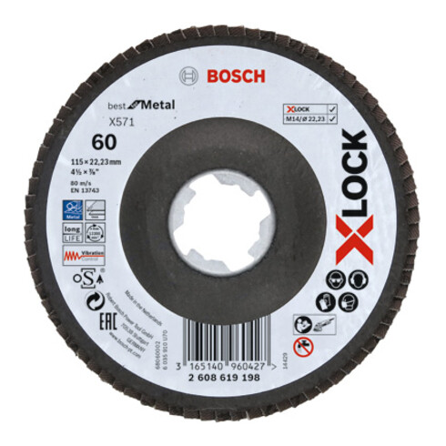Bosch Fächerschleifscheibe X571 Best for Metal gewinkelt 115 mm K 60 Fiber