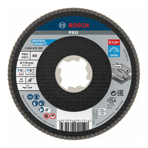 Bosch Fächerschleifscheibe X571 Best for Metal, gewinkelt, Fiber