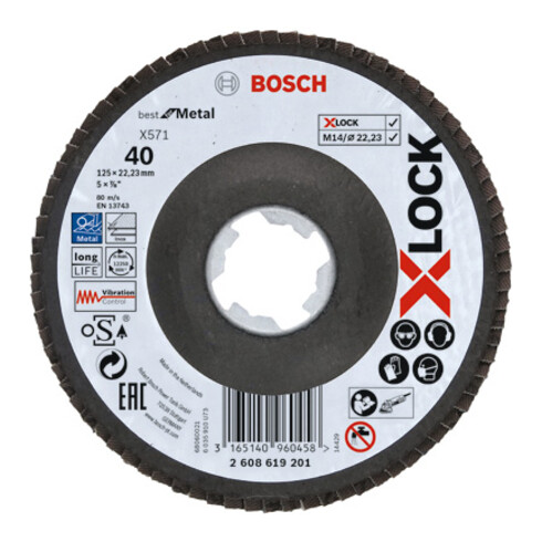 Bosch Fächerschleifscheibe X571 Best for Metal gewinkelt 125 mm K 40 Fiber