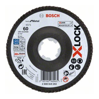 Bosch Fächerschleifscheibe X571 Best for Metal gewinkelt 125 mm K 60 Fiber