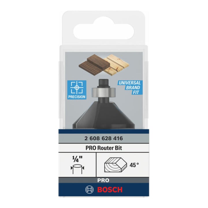 Bosch Fase-/Bündigfräser 1/4", D1 34,9 mm B 13 mm L 14,6 mm G 56 mm 45°
