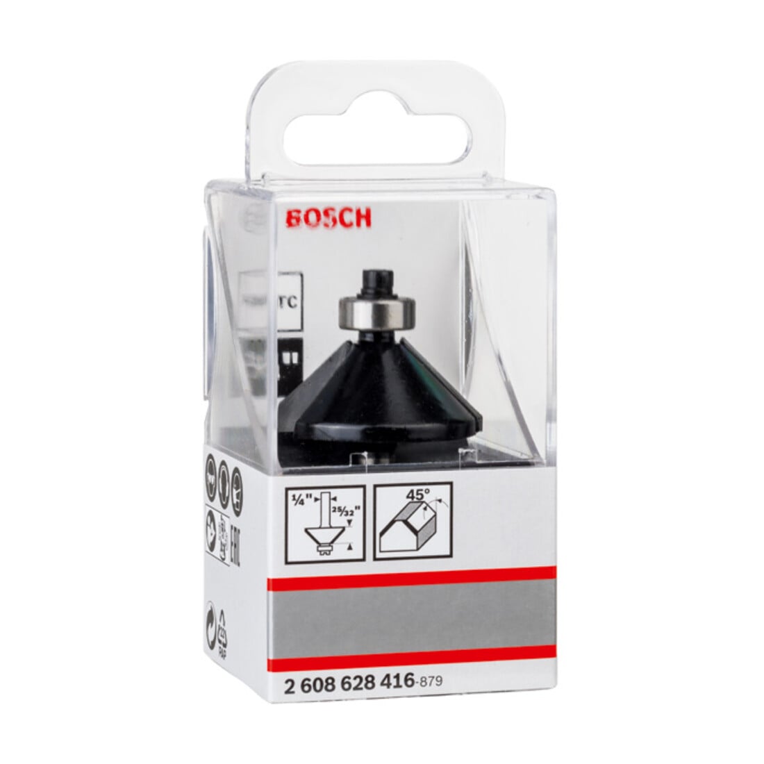 Bosch Fase-/Bündigfräser 1/4", D1 34,9 mm B 13 mm L 14,6 mm G 56 mm 45°