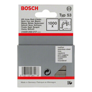 Bosch Feindrahtklammer Typ 53, 11,4 x 0,74 x 14 mm, aus rostfreiem Stahl