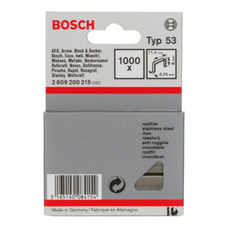 Bosch Feindrahtklammer Typ 53, 11,4 x 0,74 x 8 mm, aus rostfreiem Stahl