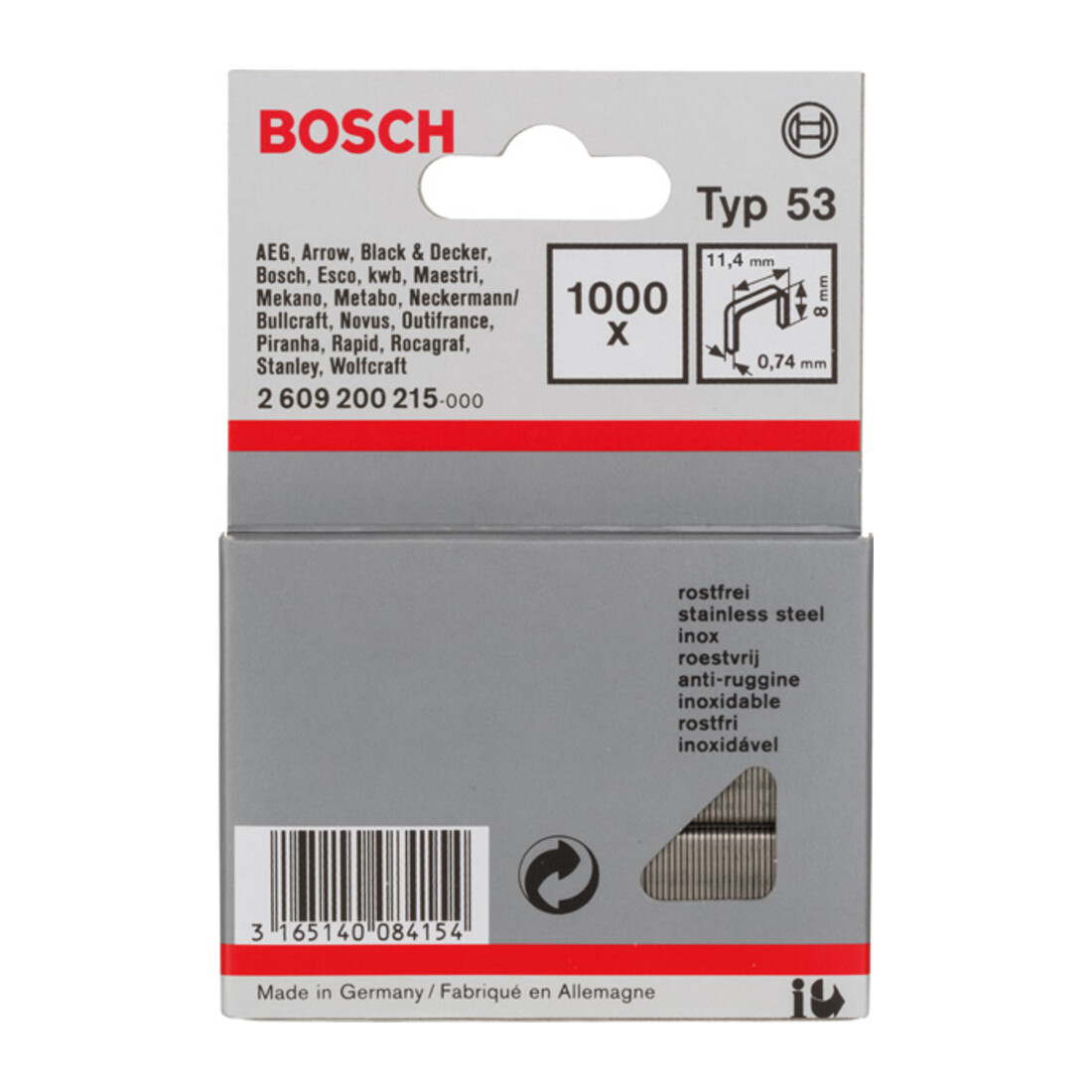 Bosch Feindrahtklammer Typ 53, rostfrei