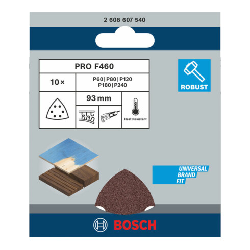 Bosch feuille abrasive C430 93 mm 60 80 80 100 120 120 180 6 trous velcro