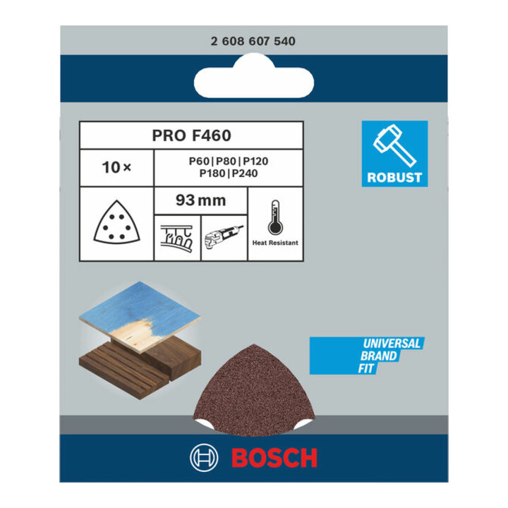 Bosch feuille abrasive C430 93 mm 60 80 80 100 120 120 180 6 trous velcro