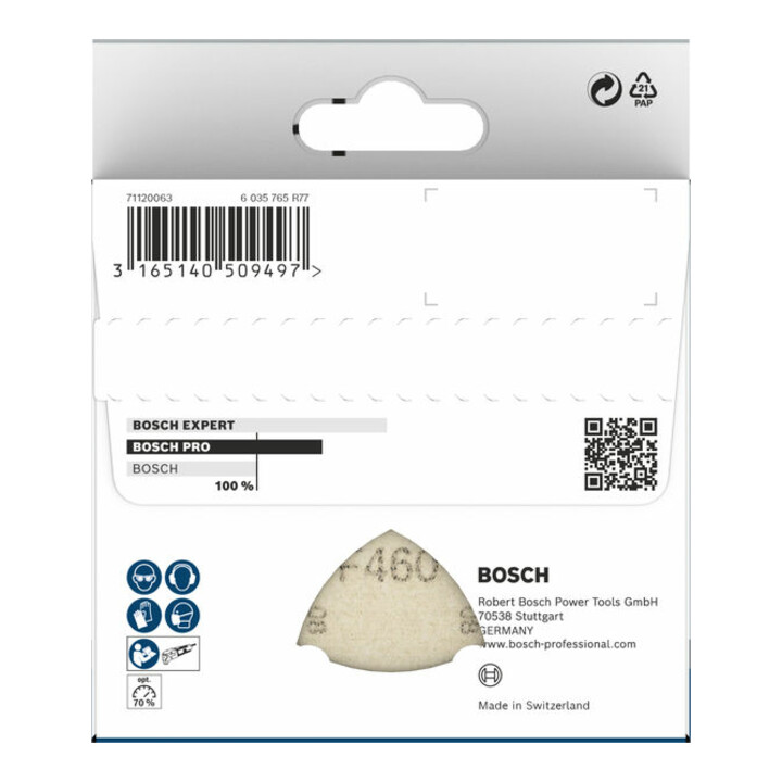 Bosch feuille abrasive C430 93 mm 60 80 80 100 120 120 180 6 trous velcro