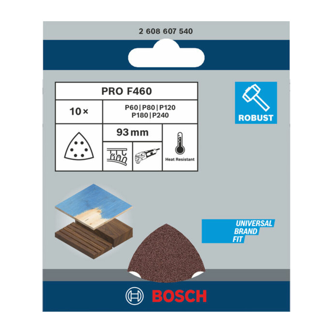 Bosch feuille abrasive C430 93 mm 60 80 80 100 120 120 180 6 trous velcro