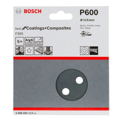 Bosch feuille abrasive F355 115 mm 600 600 8 trous velcro