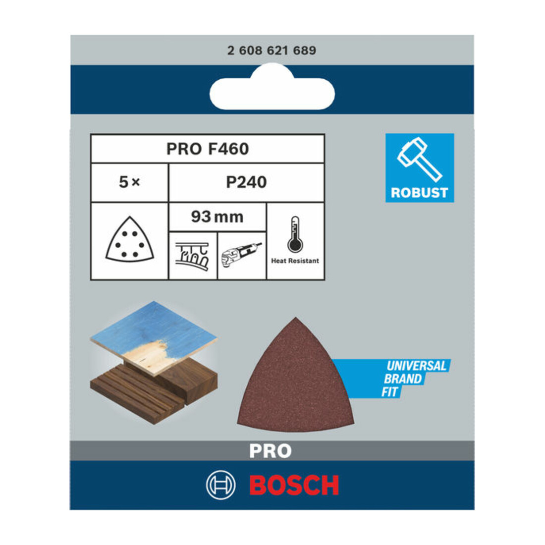 Feuille abrasive Bosch F460 BfWP, 93 mm