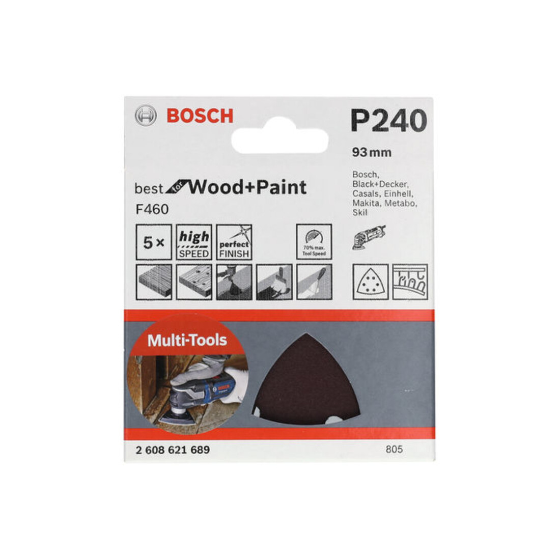 Feuille abrasive Bosch F460 BfWP, 93 mm