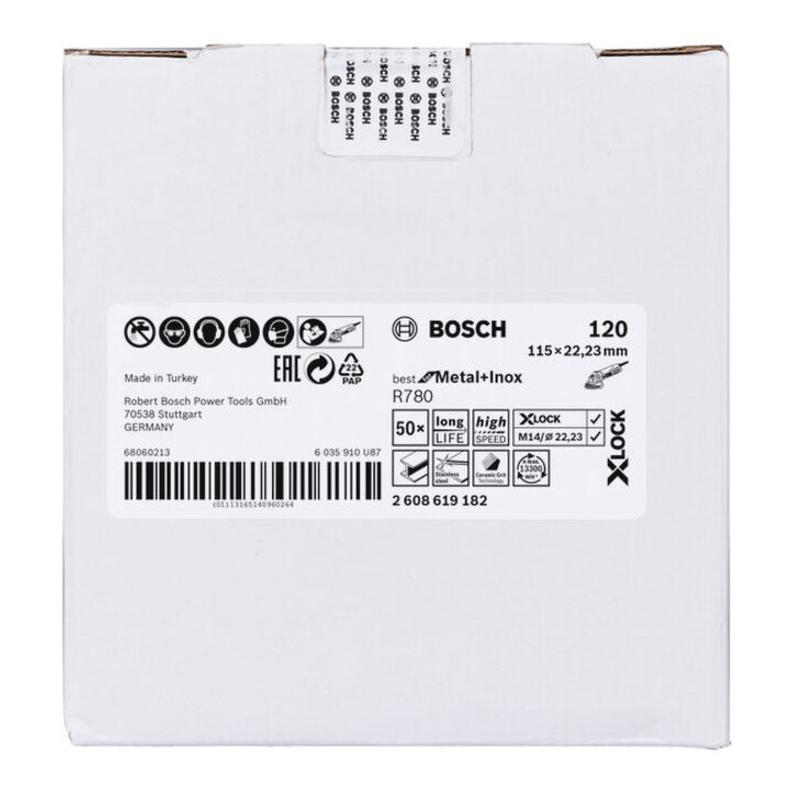 Bosch Fiberscheibe R780 Best for Metal and Inox X-LOCK 115 x 22,23 mm K 120 Stern