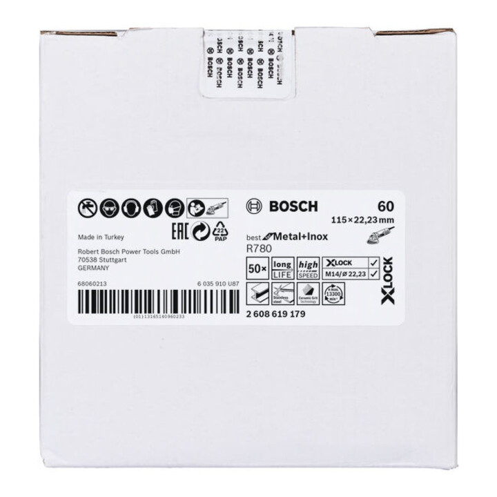 Bosch Fiberscheibe R780 Best for Metal and Inox X-LOCK 115 x 22,23 mm K 60 Stern