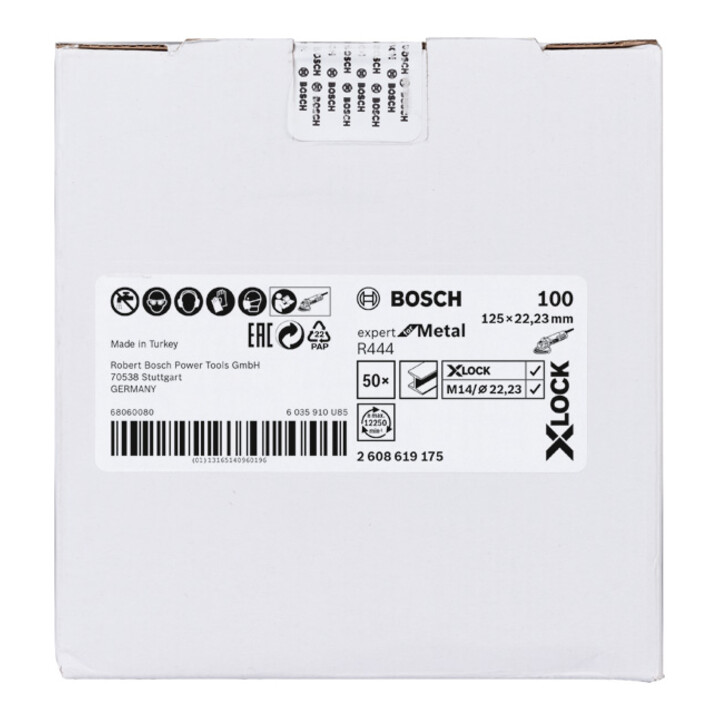 Bosch Fiberschleifscheibe R444 Expert for Metal X-LOCK 125 x 22,23 mm K 100