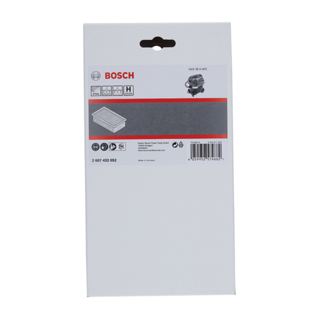 Bosch Filtro plissettato piatto classe H (HEPA), PTFE, per GAS 35 H AFC