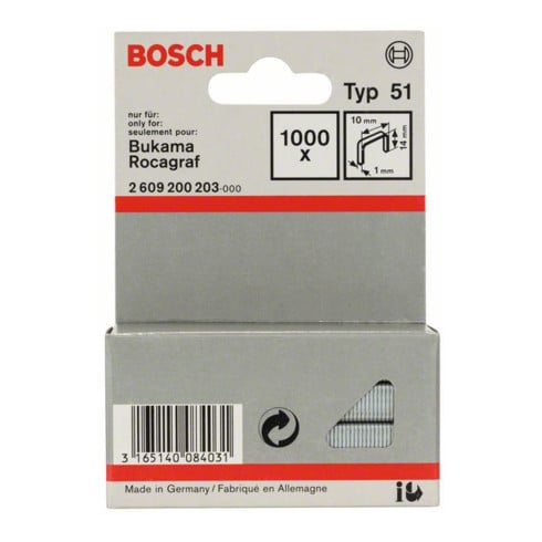 Bosch Flachdrahtklammer Typ 51, 10 x 1 x 14 mm