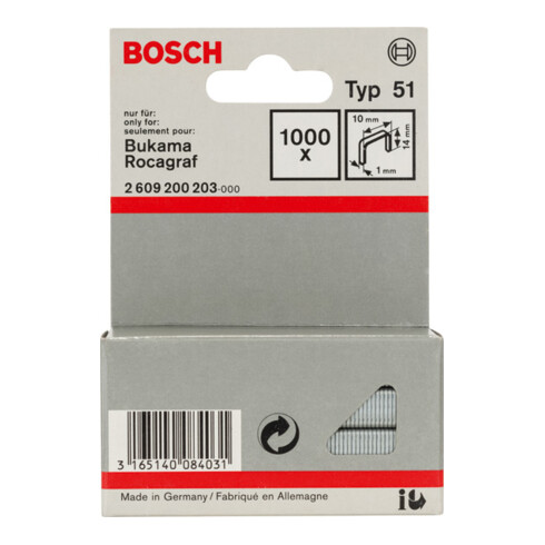 Bosch Flachdrahtklammer Typ 51, 10 x 1 x 14 mm