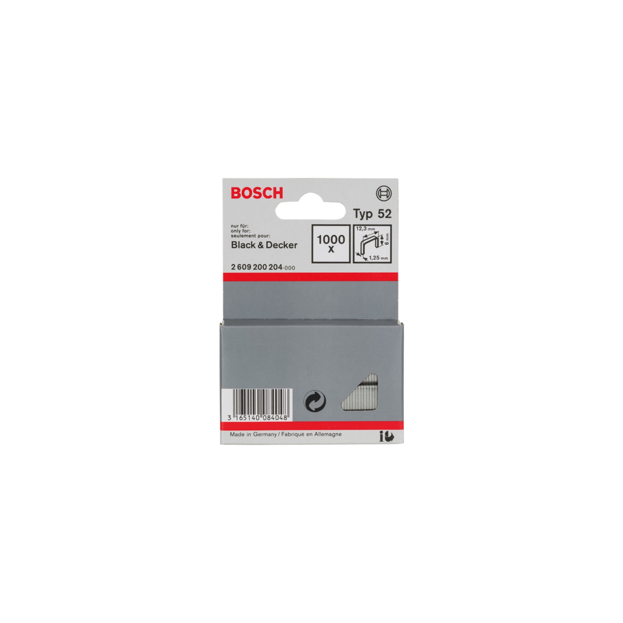 Bosch Flachdrahtklammer Typ 52, 12,3 x 1,25 x 6 mm
