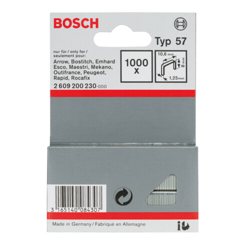 Bosch Flachdrahtklammer Typ 57, 10,6 x 1,25 x 8 mm
