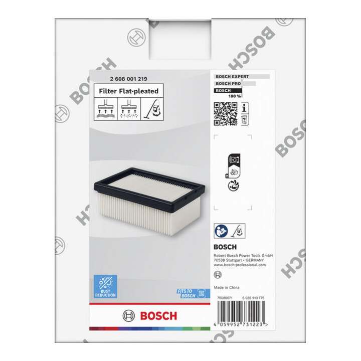 Bosch Flacher gefalteter E10-Filter für Staubsauger