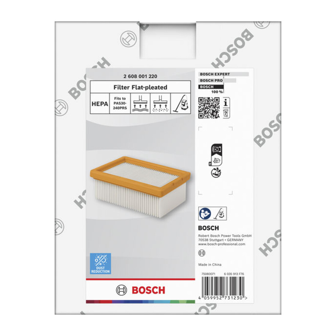 Bosch Flacher gefalteter HEPA-Filter für Staubsauger