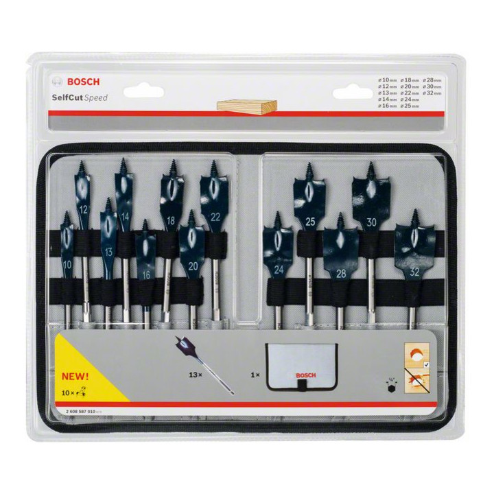 Bosch Flachfräsbohrer-Set Self Cut Speed 13-teilig 10 - 32 mm