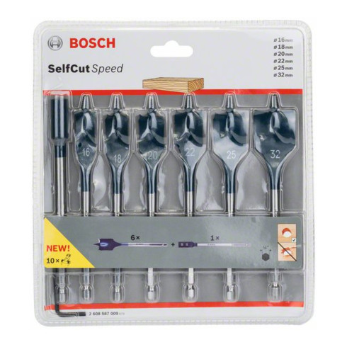 Bosch Flachfräsbohrer-Set Self Cut Speed 7-teilig 16 - 32 mm