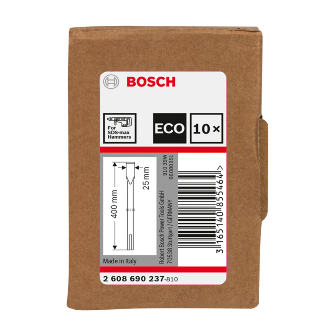 Bosch Flachmeißel mit SDS max-Aufnahme, 25 x 400 mm, 10er-Pack