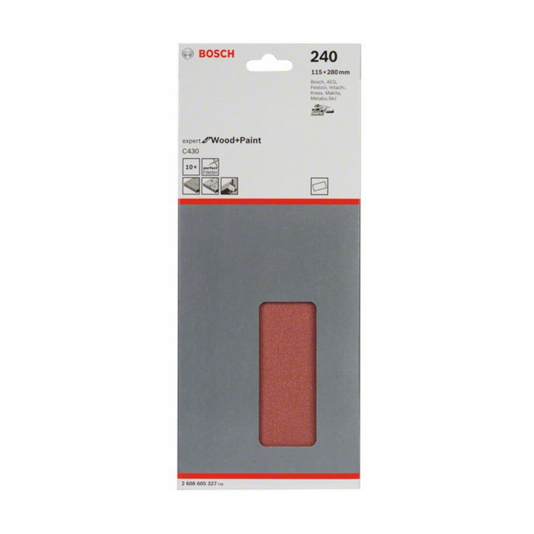 Bosch Foglio abrasivo C430 115x280mm, 240 non perforato tensionato