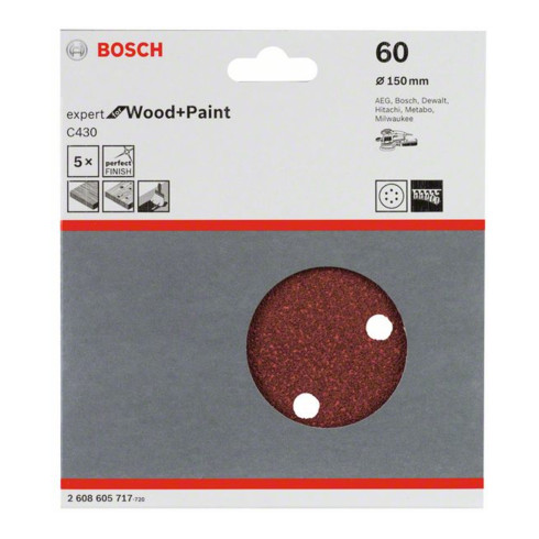 Bosch Foglio abrasivo C430, 150mm, 60 6 fori, velcro