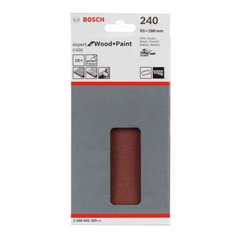 Bosch Foglio abrasivo C430, 93x186mm, 240 8 fori
