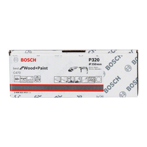 Bosch Foglio abrasivo C470 150mm, 320 non perforato, velcro