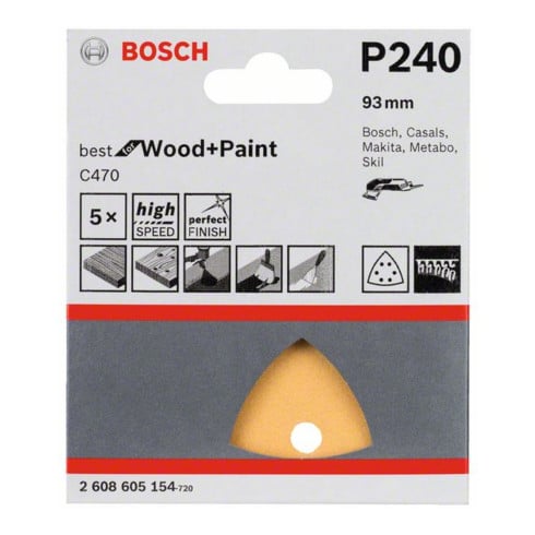 Bosch Foglio abrasivo C470, 6 fori, velcro, 93mm
