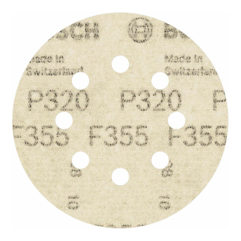 Bosch Foglio abrasivo F355, 125mm, 320 8 fori, velcro