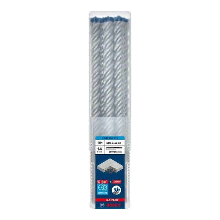 Bosch Foret à percussion EXPERT 14x200x265mm VE de 10 pièces SDS plus-7X