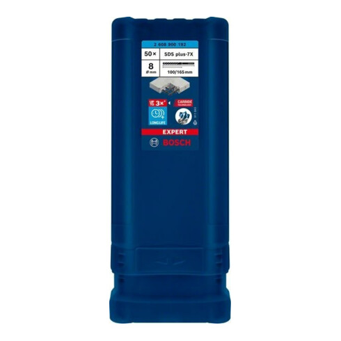 Bosch Foret à percussion EXPERT 8x100x165mm VE de 50 pcs SDS plus-7X