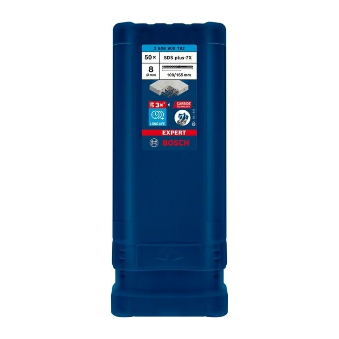 Bosch Foret à percussion EXPERT 8x100x165mm VE de 50 pcs SDS plus-7X