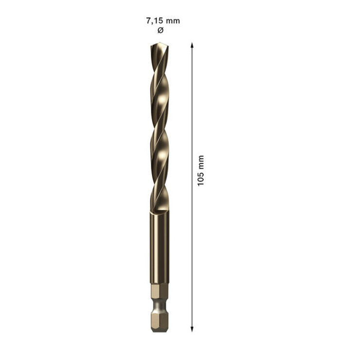 Bosch Foret-centreur pour EXPERT Power Change Plus, HSS-Co, Ø7,15 x 60 x 105 mm