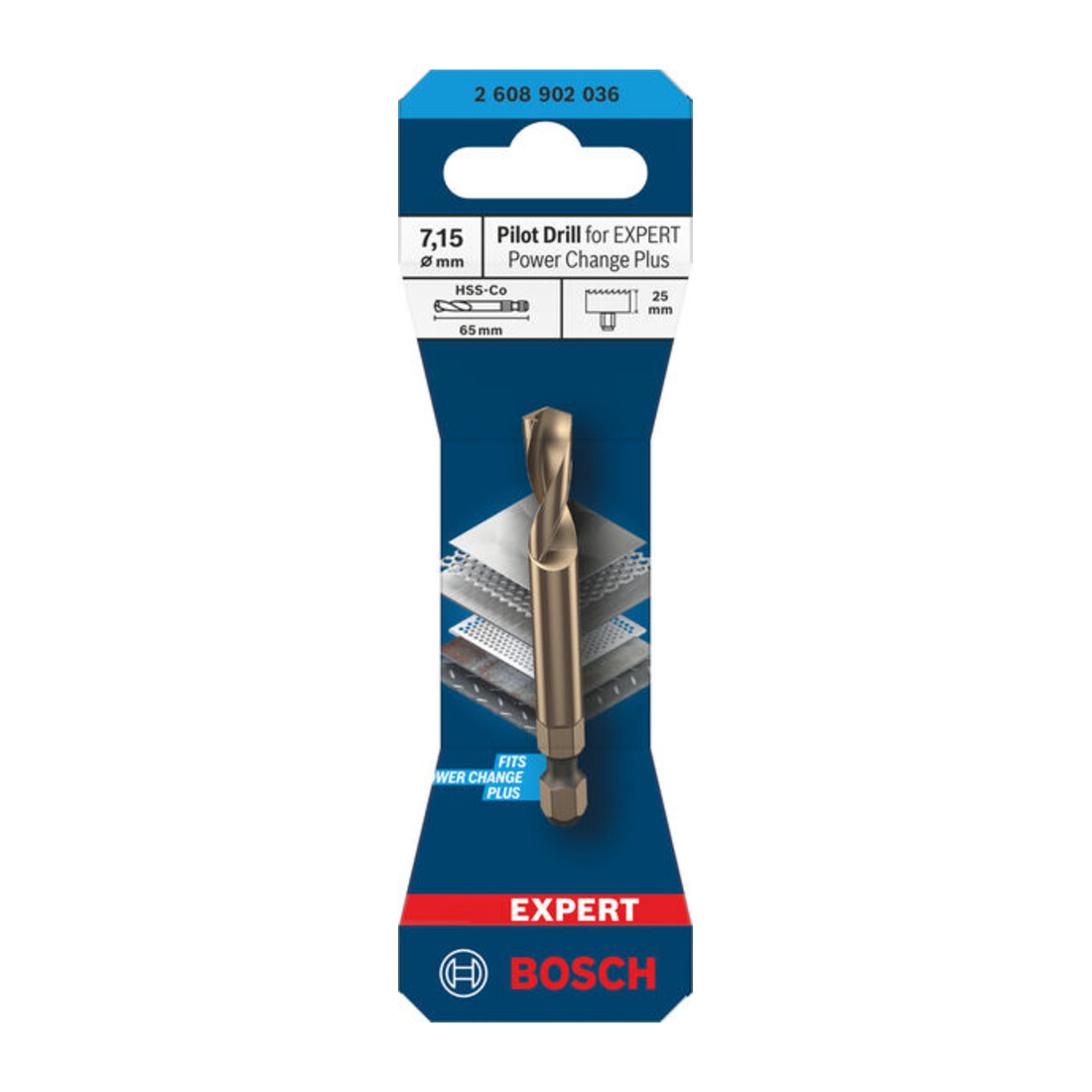 Bosch Foret de centrage pour EXPERT Power Change Plus, HSS-Co, Ø7,15 x 20 x 65 mm