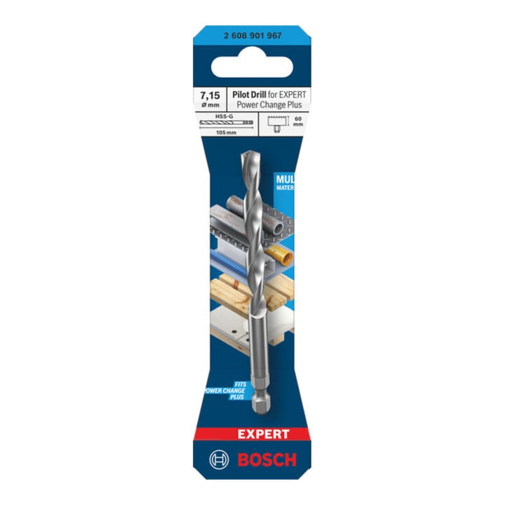 Bosch Foret de centrage pour EXPERT Power Change Plus, HSS-G, Ø7,15 x 60 x 105 mm