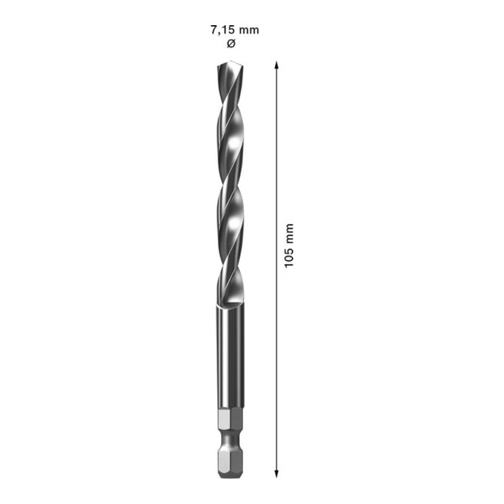 Bosch Foret de centrage pour EXPERT Power Change Plus, HSS-G, Ø7,15 x 60 x 105 mm