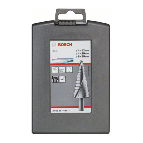 Bosch foret étagé HSS set 3 pièces 4 - 12 mm 4 - 20 mm 6 -30 mm