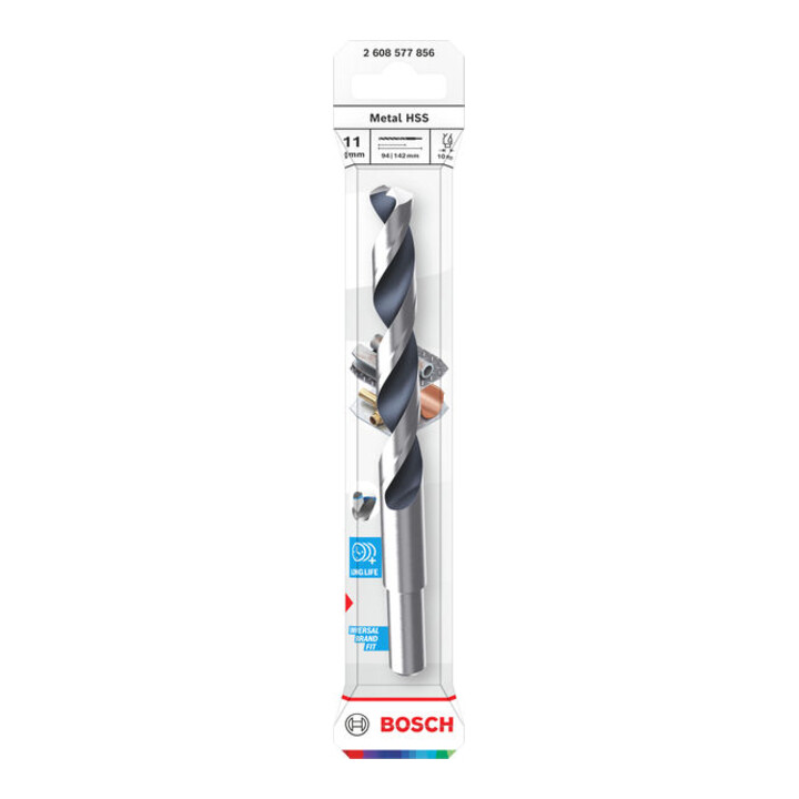 Bosch Foret hélicoïdal HSS métal, 11 x 94 x 142 mm, CYL queue réduite
